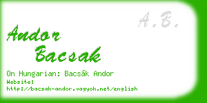 andor bacsak business card